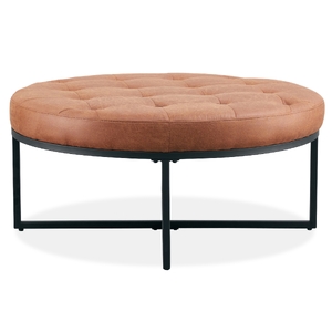 Round Ottoman Footstool Bench Light Brown