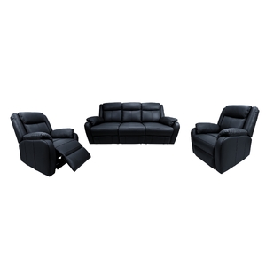 3+1+1 Seater Electric Recliner Genuine Leather Upholstered Lounge - Black