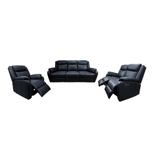 3+2+1 Seater Electric Recliner Genuine Leather Upholstered Lounge - Black