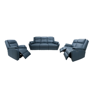 3+2+1 Seater Electric Recliner Genuine Leather Upholstered Lounge - Blue