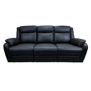 3 Seater Electric Recliner Genuine Leather Upholstered Lounge - Black