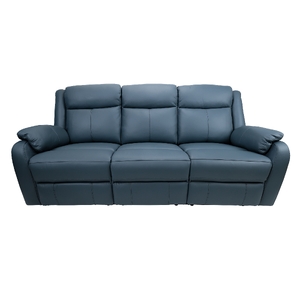 3 Seater Electric Recliner Genuine Leather Upholstered Lounge - Blue