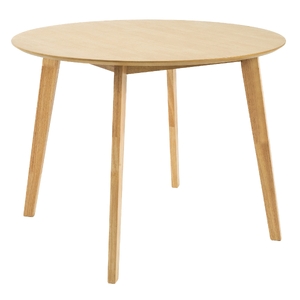 100cm Round Dining Table Scandinavian Style Solid Rubberwood Natural