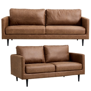 2 + 3 Seater Sofa Fabric Uplholstered Lounge Couch - Saddle