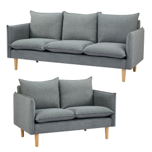 2 + 3 Seater Fabric Sofa Lounge Couch Dark Grey