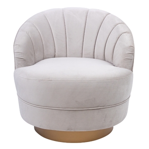 Fabric Swivel Occasional Chair Lounge Seat Cream