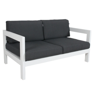 2 Seater Outdoor Sofa Lounge Aluminium Frame White