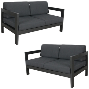 2pc Set 2+2 Seater Outdoor Sofa Lounge Aluminium Frame Charcoal