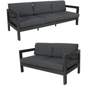 2pc Set 2+3 Seater Outdoor Sofa Lounge Aluminium Frame Charcoal