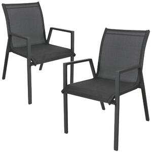 2pc Set Aluminium Outdoor Dining Table Chair Charcoal
