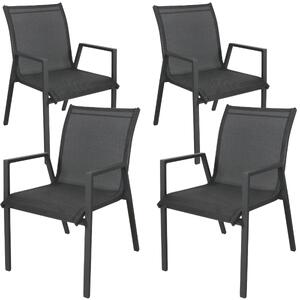4pc Set Aluminium Outdoor Dining Table Chair Charcoal
