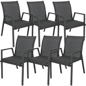 6pc Set Aluminium Outdoor Dining Table Chair Charcoal