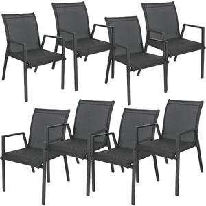 8pc Set Aluminium Outdoor Dining Table Chair Charcoal