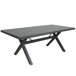 200cm Outdoor Trestle Dining Table Aluminium Frame Grey