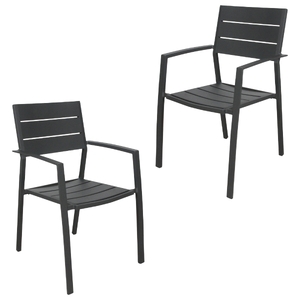 2pc Set Outdoor Dining Table Chair Aluminium Frame Grey