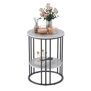 Cleo Black Two Shelf Stone Side Table