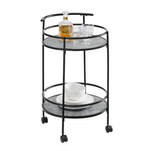 2 Tiers Kitchen Rolling Bar Cart In Concrete Grey