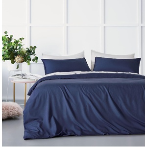 Bamboo Microfibre Quilt Cover Set - Navy - Single