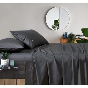 Gioia Casa Vintage Washed 100% Cotton Sheet Set with 1 Pillowcases - Charcoal - Single