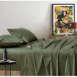 Gioia Casa Vintage Washed 100% Cotton Sheet Set with 1 Pillowcases - Khaki Green - Single