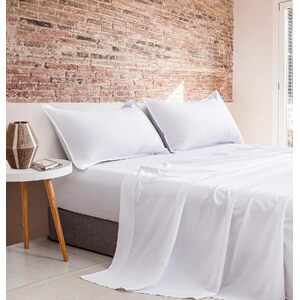 CleverPolly Vintage Washed Microfibre Sheet Set with 1 Pillowcase - White - Single