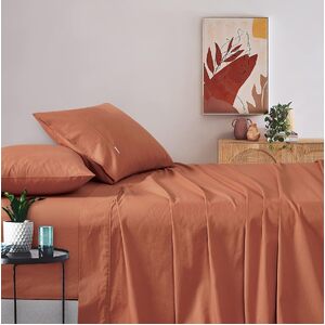 Gioia Casa Vintage Washed 100% Cotton Sheet Set with 2 Pillowcases - Brick - King Size