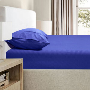 Ramesses 2000TC Bamboo Embossed Fitted Sheet Combo Set Mid Blue Single