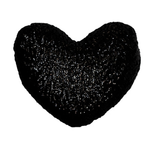 Georges Fine Linens Sequined Heart Shape Filled Cushion - Black