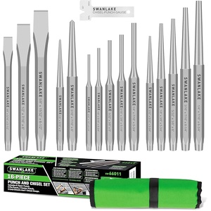 SWANLAKE Punch and Chisel Set, Including Taper Punch, Cold Chisels, Pin Punch, Center Punch (16pcs)