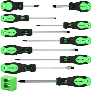 SWANLAKE 11PCS Screwdriver Set, Magnetic 5 Phillips and 5 Flat Head Tips for Fastening and Loosening Seized (11PCS)