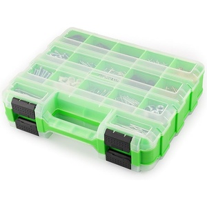 SWANLAKE Small Parts Organizer, 34-Compartments Double Side Storage Box with Removable Dividers, Tools Box Screw Organizer For Nuts, Bolts, Screws, Na