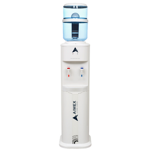 Luxurious White Free Standing Hot and Cold-Water Dispenser with Filter Bottle and LG Compressor