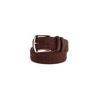 Brown Suede Calfskin Belt with Brass Buckle 130 cm Men