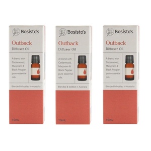 3x Bosistos Diffuser Oil Outback - Cederwood, Marjoram & Black Pepper 10mL