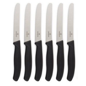 6x Victorinox Standard Wavy Edge Steak and Tomato Knife - Black