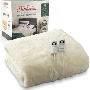 Sunbeam Sleep Perfect Wool Fleece Heated Soft Washable Blanket - King