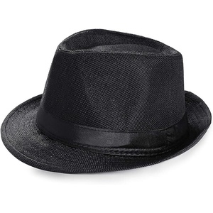 CLASSIC TRILBY HAT Fedora Cap Costume Gangster - Black- One Size (58cm)