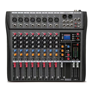 Hridz CT-80S Professional Audio Mixer – 8 Channels Bluetooth USB Mixer with Effects, 48V Phantom Power, and Built-in Sound Card, 8 Channels Audio Soun