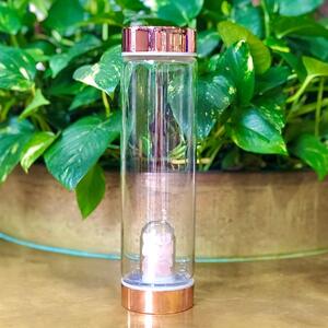 Rose Gold Crystal Drinking Bottle - 550ml with Gemstone Pod