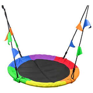 1m Tree Swing in Multi-Color Rainbow Kids Indoor/Outdoor Round Mat Saucer Swing