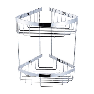 2-Tier Corner Bathroom Basket Shelf Rail Rack