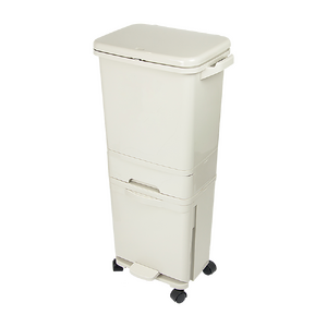 42L Rubbish Bin Waste Trash Can Pedal Recycling Kitchen Wheel 2 Compartment