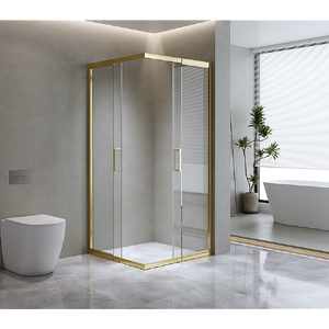 Adjustable 1000x1100mm Double Sliding Door Glass Shower Screen in Gold