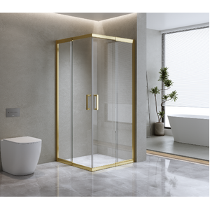 Adjustable 1000x1200mm Double Sliding Door Glass Shower Screen in Gold