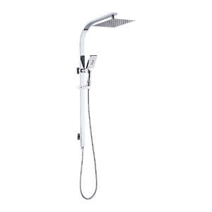 WELS 10" Rain Shower Head Set Square Dual Heads High Pressure with Handheld in Chrome