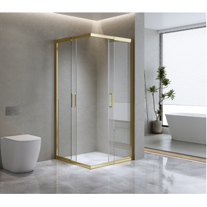 Adjustable 1000x1200mm Double Sliding Door Glass Shower Screen in Gold