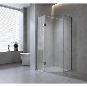 100cm Frameless Diamond Shower Screen with Channels and SS Hinges - Chrome