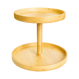 2-Tier Bamboo Lazy Susan Turntable Organizer for Kitchen Counter Cabinet