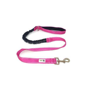 Bungee Dog Lead Nylon w/Reflective Stitching- Moondidley Pets Pink