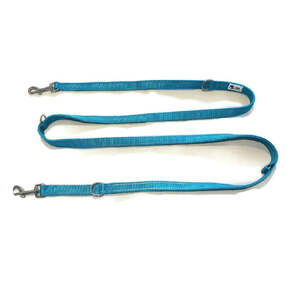 Multi Dog Lead - Nylon w/Reflective Stitching - Double Clip ,Coupler, Waist Belt, Short/Long, Quicktie - Moondidley Pets 20mm Turquoise